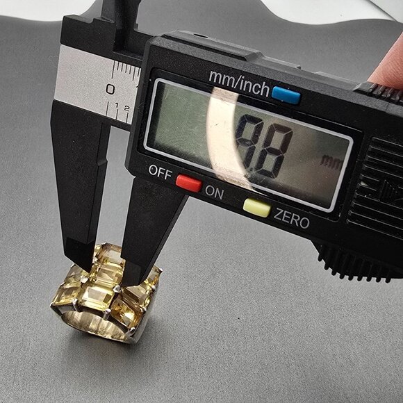 VTG Sterling Silver 9 Citrine Gemstone Ring Sz 6 Emerald Cut Statement Jewelry - Picture 9 of 13